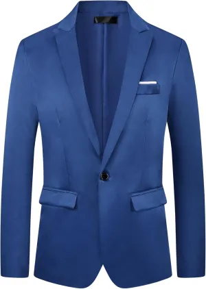 Lars Amadeus Formal Blazer for Men's Single Breasted Peak Lapel Business Suit Jacket Classic Sport Coats