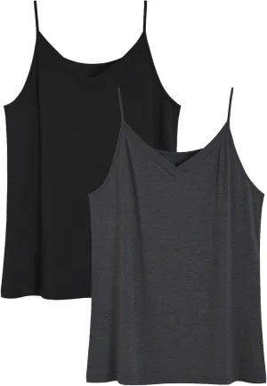Latuza Women's Bamboo Viscose Cami Pajamas Top V Neck Camisole Tank Tops 2 Pack