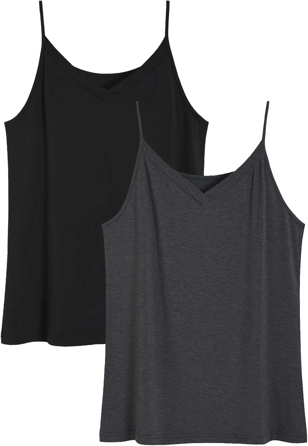 Latuza Women's Bamboo Viscose Cami Pajamas Top V Neck Camisole Tank Tops 2 Pack