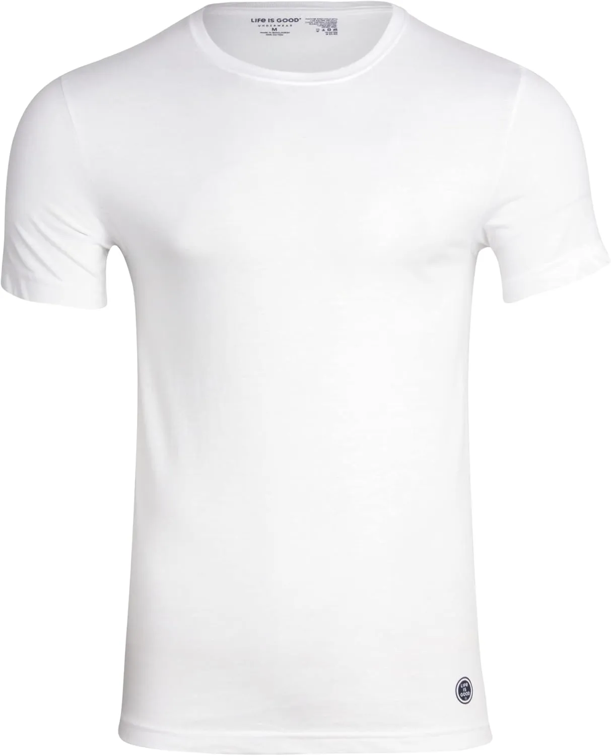 Life is Good Mens Undershirts - 6 Pack Lightweight Breathable Cotton Crewneck and V-Neck T Shirts for Men (Sizes: S-XL)