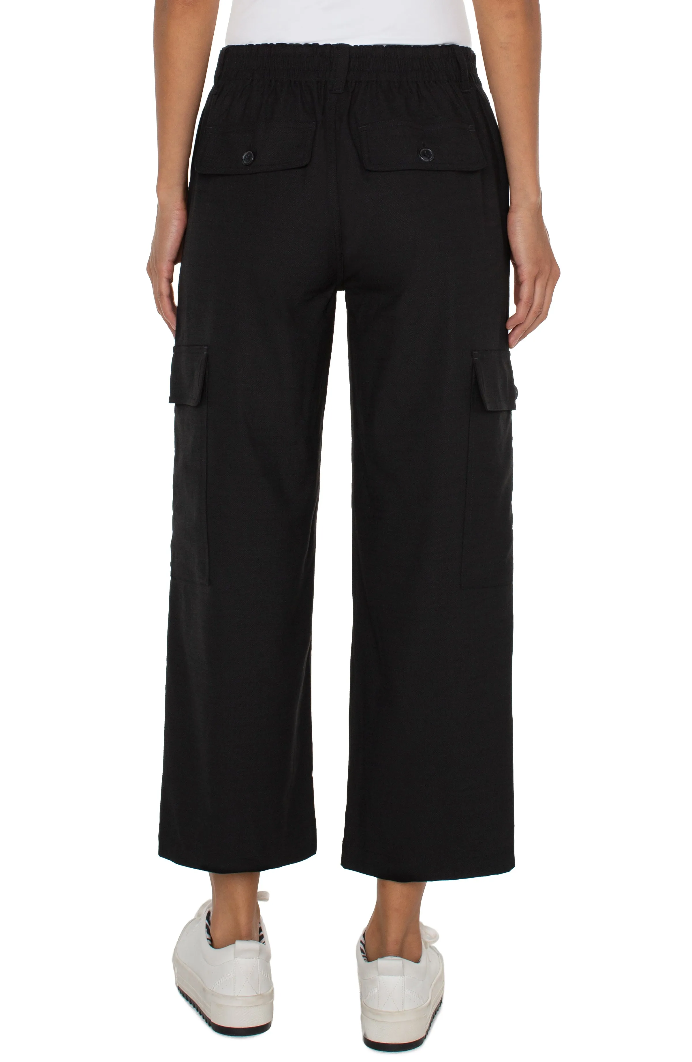 Liverpool Hi-Rise Black Cargo Crop Straight 26in Ins
