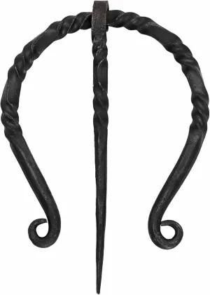 Lord of Battles Hand Forged Pennanular Viking Brooch "The Rangers" Cloak Pin Medieval Functional Handmade Curled Ends Cloak Pin Cosplay Costume Dress Up Historical Theater Accessory