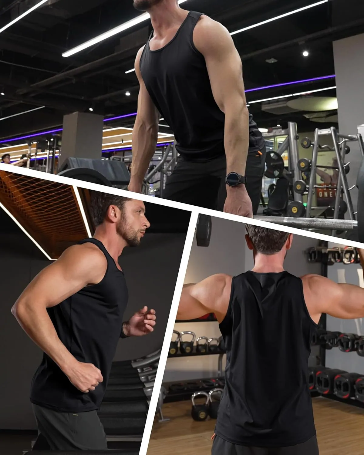 MAGCOMSEN Men's UPF 50  Tank Top Quick Dry Summer Workout Muscle Sleeveless Shirts for Swim Beach Bodybuilding