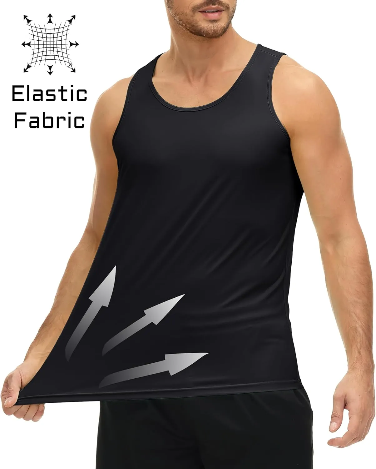 MAGCOMSEN Men's UPF 50  Tank Top Quick Dry Summer Workout Muscle Sleeveless Shirts for Swim Beach Bodybuilding