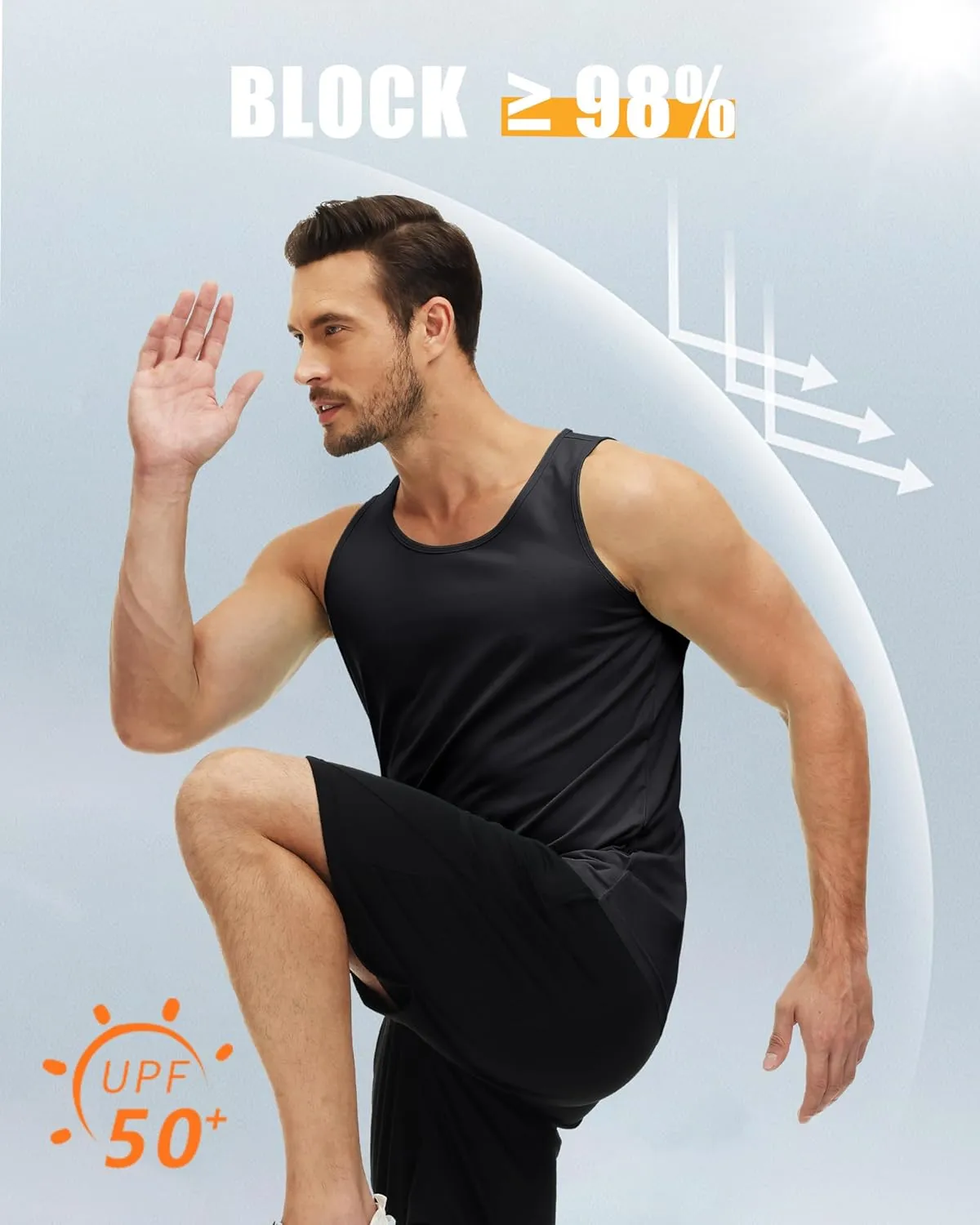 MAGCOMSEN Men's UPF 50  Tank Top Quick Dry Summer Workout Muscle Sleeveless Shirts for Swim Beach Bodybuilding
