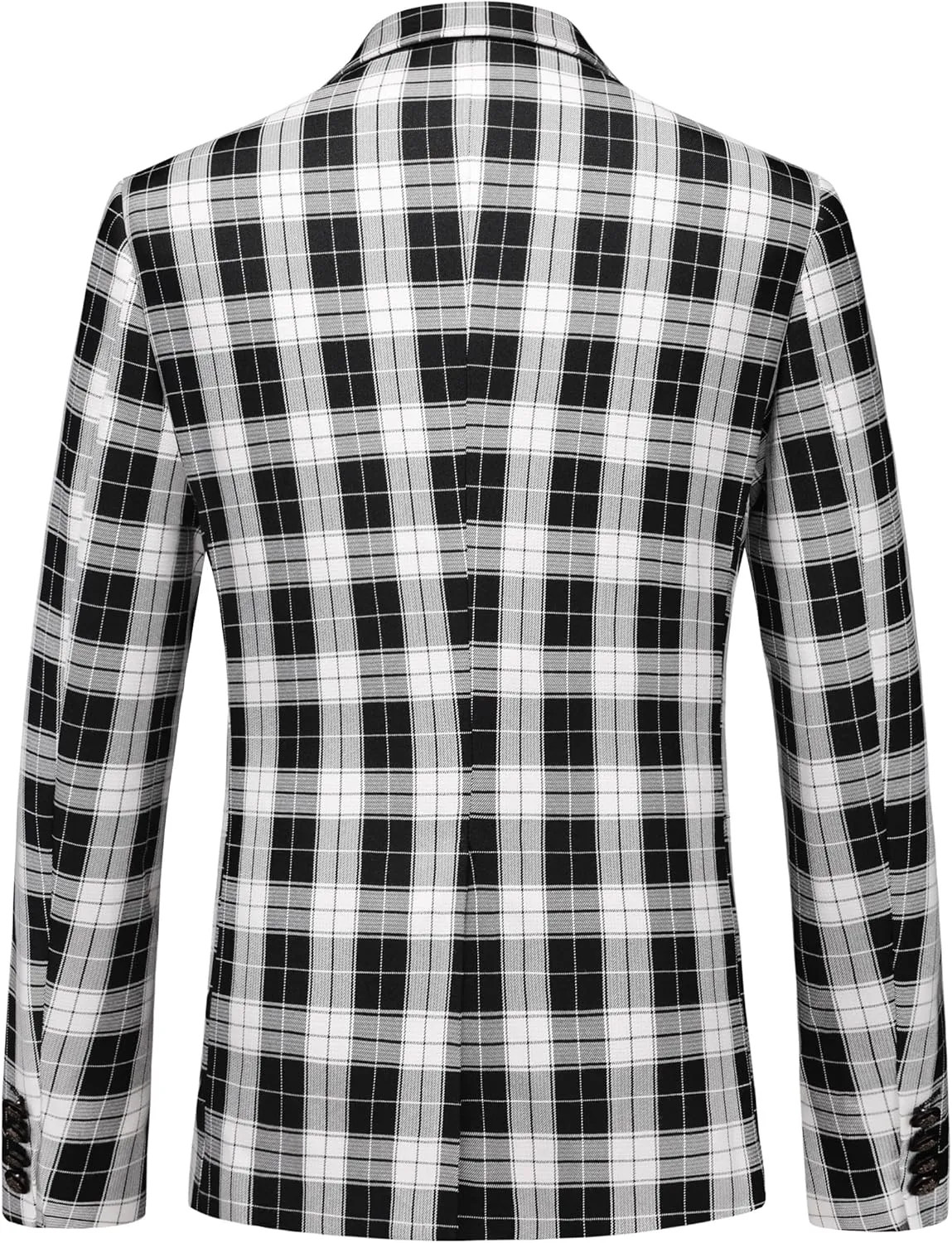 Mens Blazer Plaid Sport Coats One Button Casual Slim Fit Checked Jacket