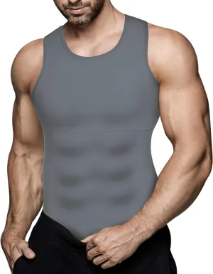 Mens Compression Shirt Slimming Body Shaper Vest Workout Tank Tops Abs Abdomen Undershirts