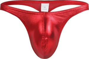 Mens Leather Thong Underwear Enhancing Imitation Leather Thongs Sexy Low Rise G-Strings Bikini Pouch Bulge Trunks