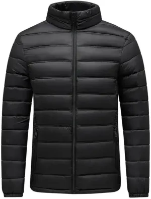 Men's Lightweight Cotton-Padded Puffer Jacket Hooded Full Zip Winter Military Camping Coats Parkas Streetwear