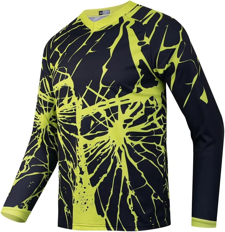 Men's Mountain Bike Jersey Long Sleeve Off-Road Racing Downhill Motocross Shirts Quick Dry&Moisture-Wicking Tops