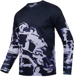 Men's Mountain Bike Jersey Long Sleeve Off-Road Racing Downhill Motocross Shirts Quick Dry&Moisture-Wicking Tops