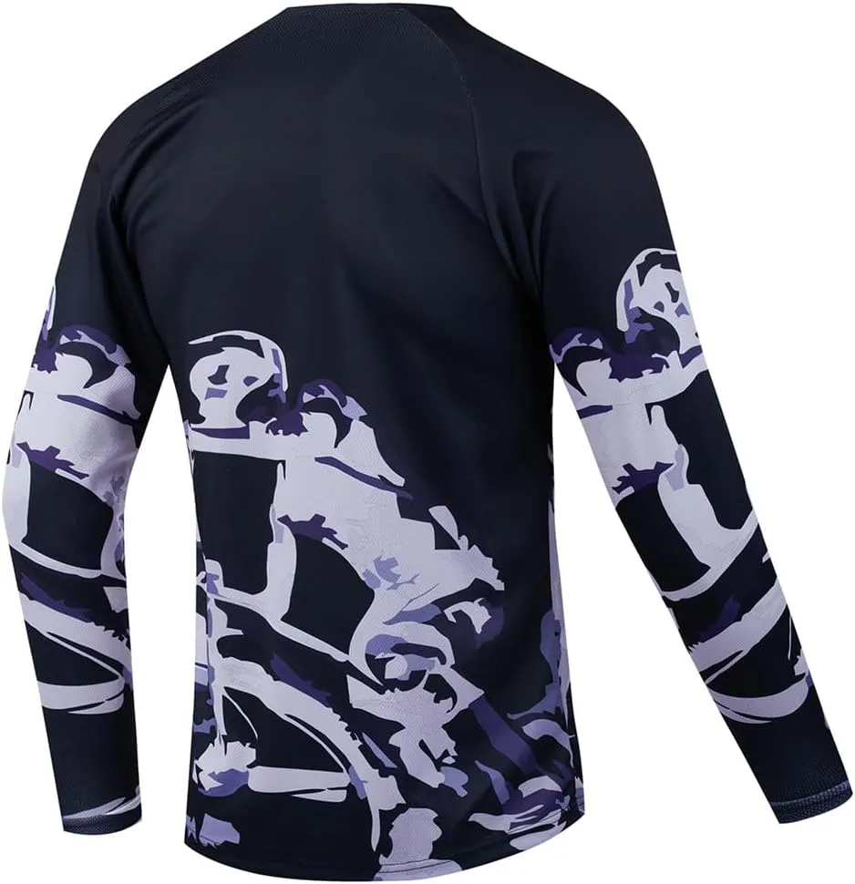 Men's Mountain Bike Jersey Long Sleeve Off-Road Racing Downhill Motocross Shirts Quick Dry&Moisture-Wicking Tops