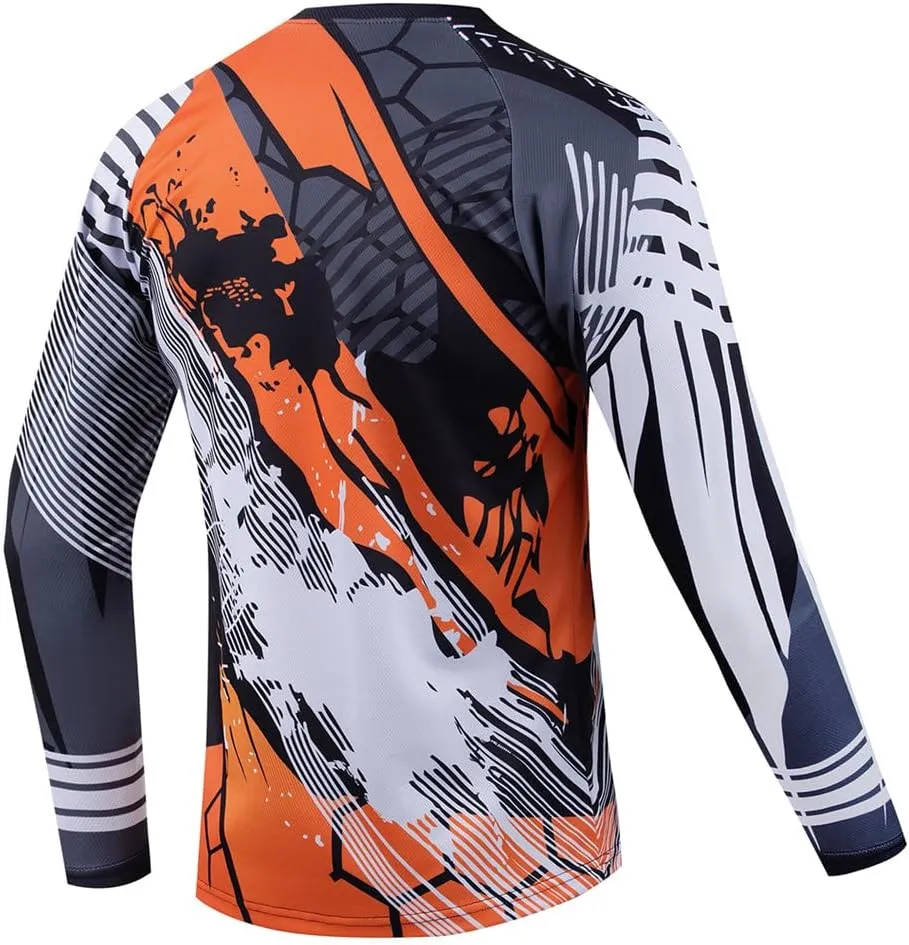 Men's Mountain Bike Jersey Long Sleeve Off-Road Racing Downhill Motocross Shirts Quick Dry&Moisture-Wicking Tops