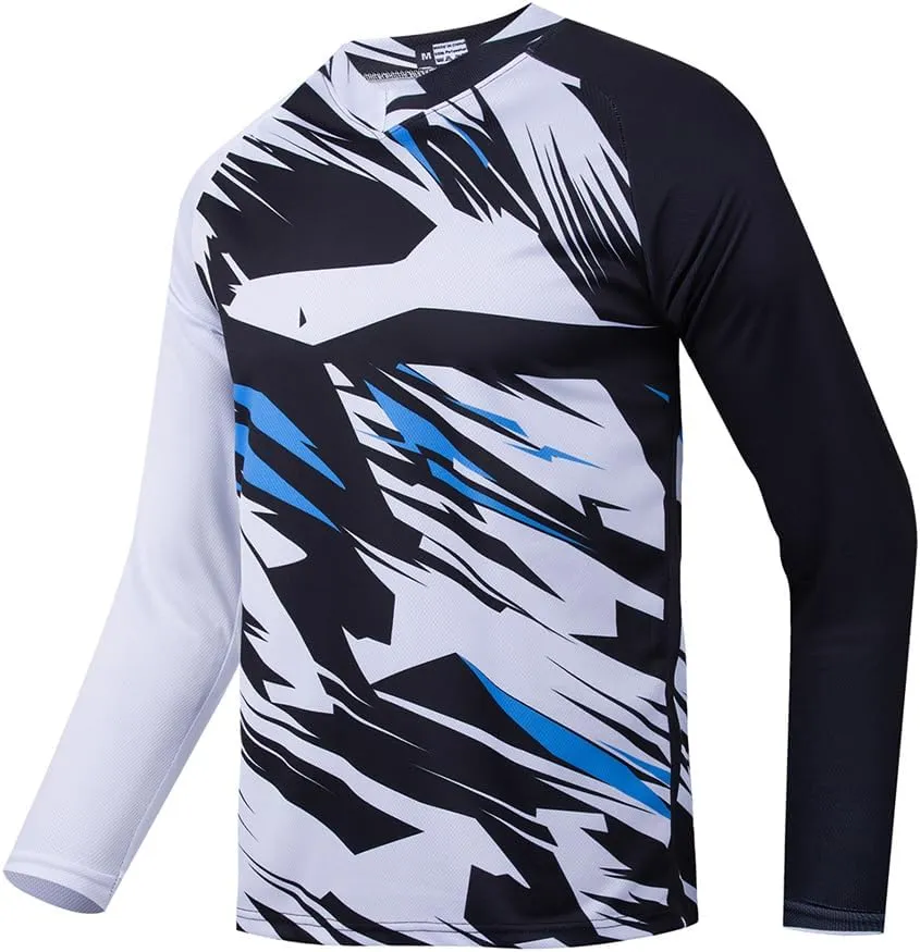 Men's Mountain Bike Jersey Long Sleeve Off-Road Racing Downhill Motocross Shirts Quick Dry&Moisture-Wicking Tops