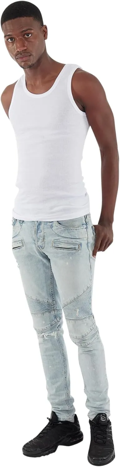 Men's Multi-Pack Ribbed Tank Tops A-Shirts - Sleeveless Workout Undershirts
