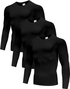 Men's (Pack of 3 or 5) Cool Dry Compression Long Sleeve Sports Baselayer T-Shirts Tops