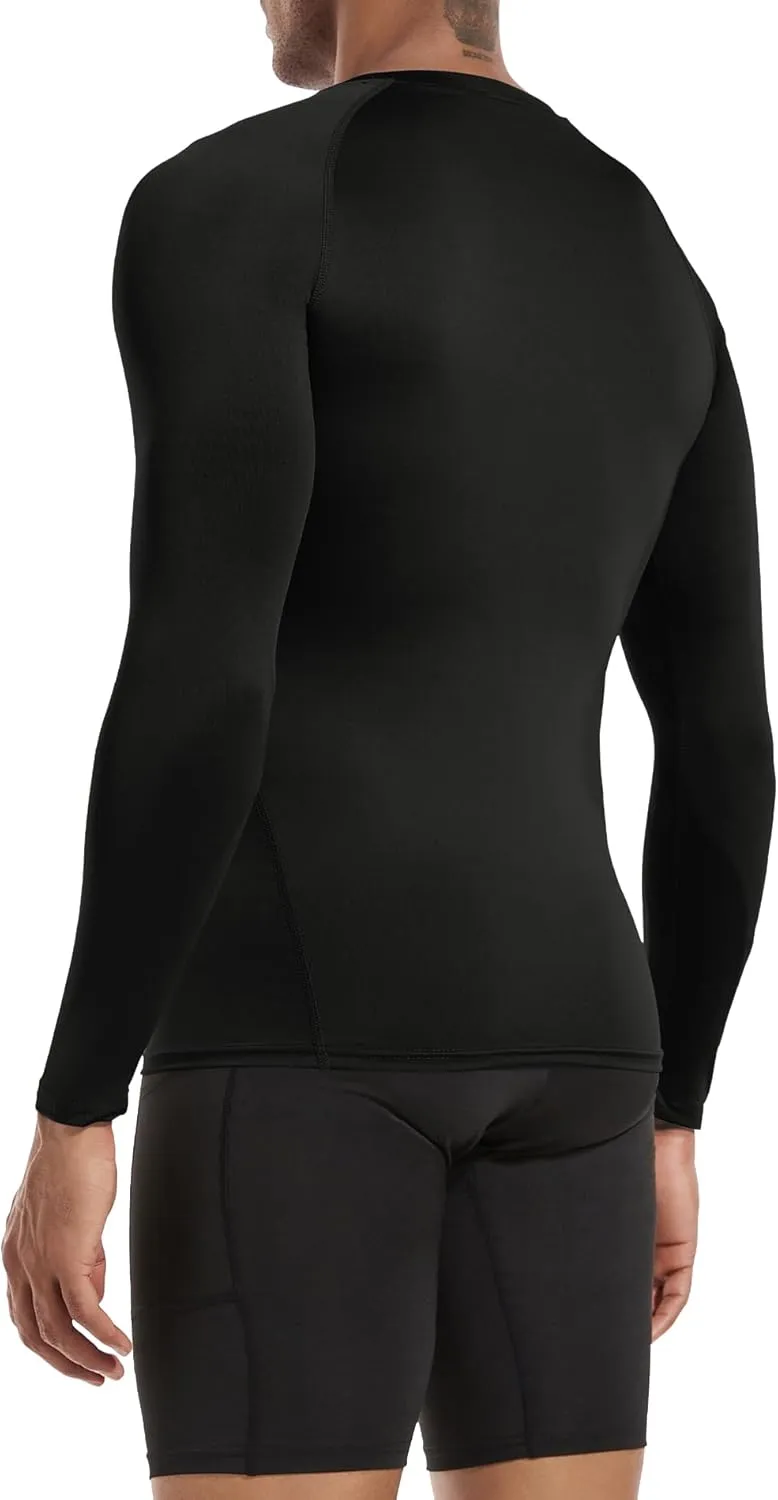 Men's (Pack of 3 or 5) Cool Dry Compression Long Sleeve Sports Baselayer T-Shirts Tops