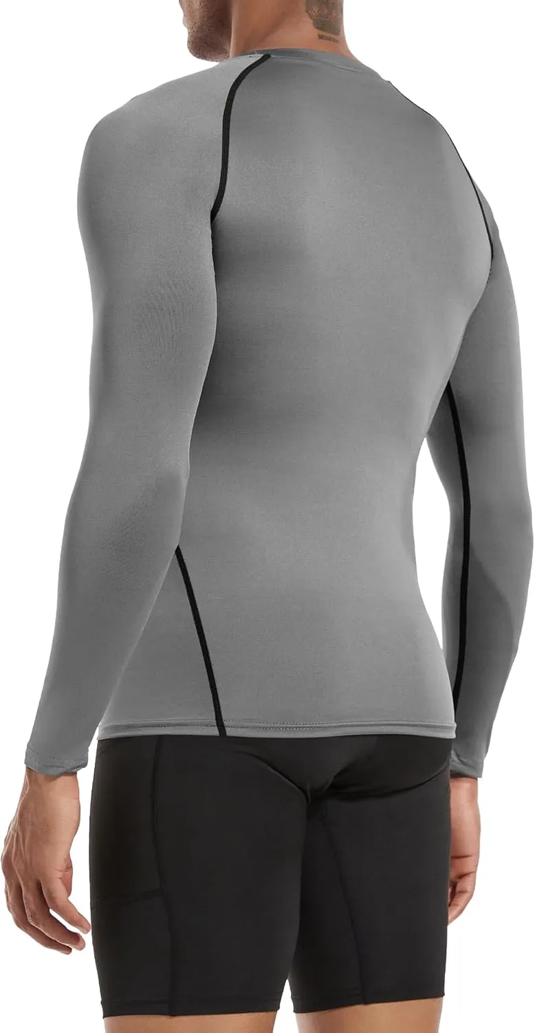 Men's (Pack of 3 or 5) Cool Dry Compression Long Sleeve Sports Baselayer T-Shirts Tops