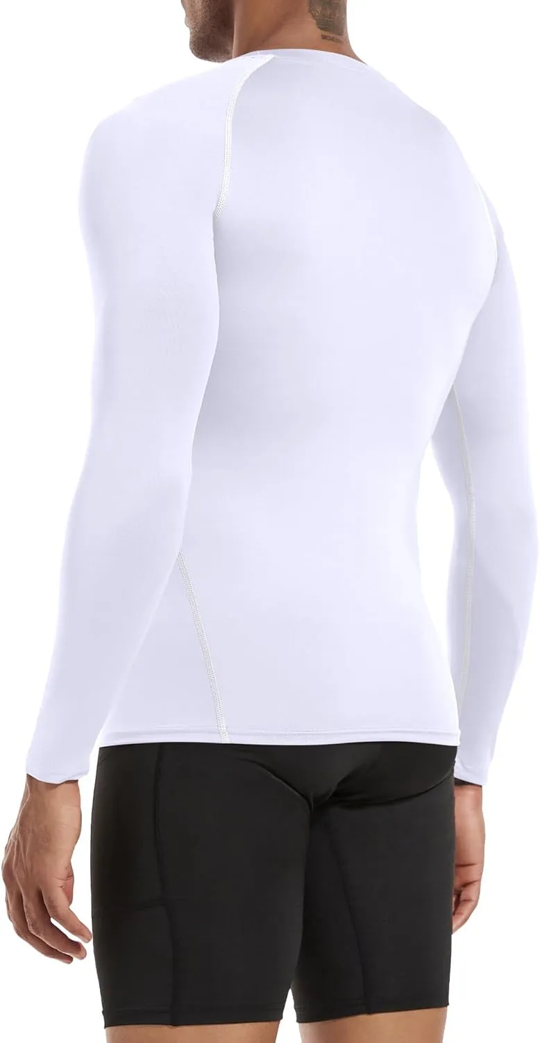 Men's (Pack of 3 or 5) Cool Dry Compression Long Sleeve Sports Baselayer T-Shirts Tops