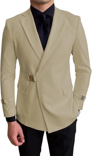 Men's Summer Casual Blazer with Belt Lightweight Coats Suit Jacket Spring Blazer