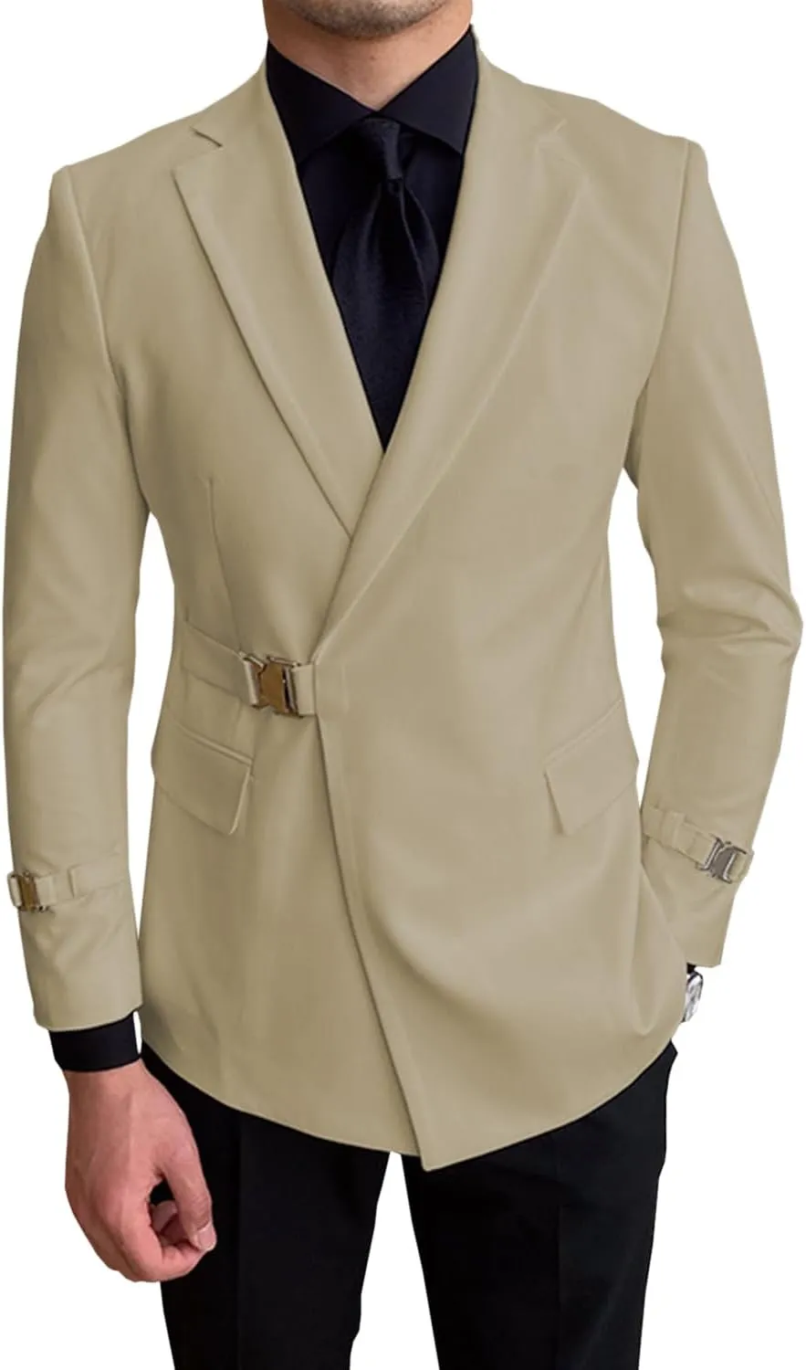 Men's Summer Casual Blazer with Belt Lightweight Coats Suit Jacket Spring Blazer