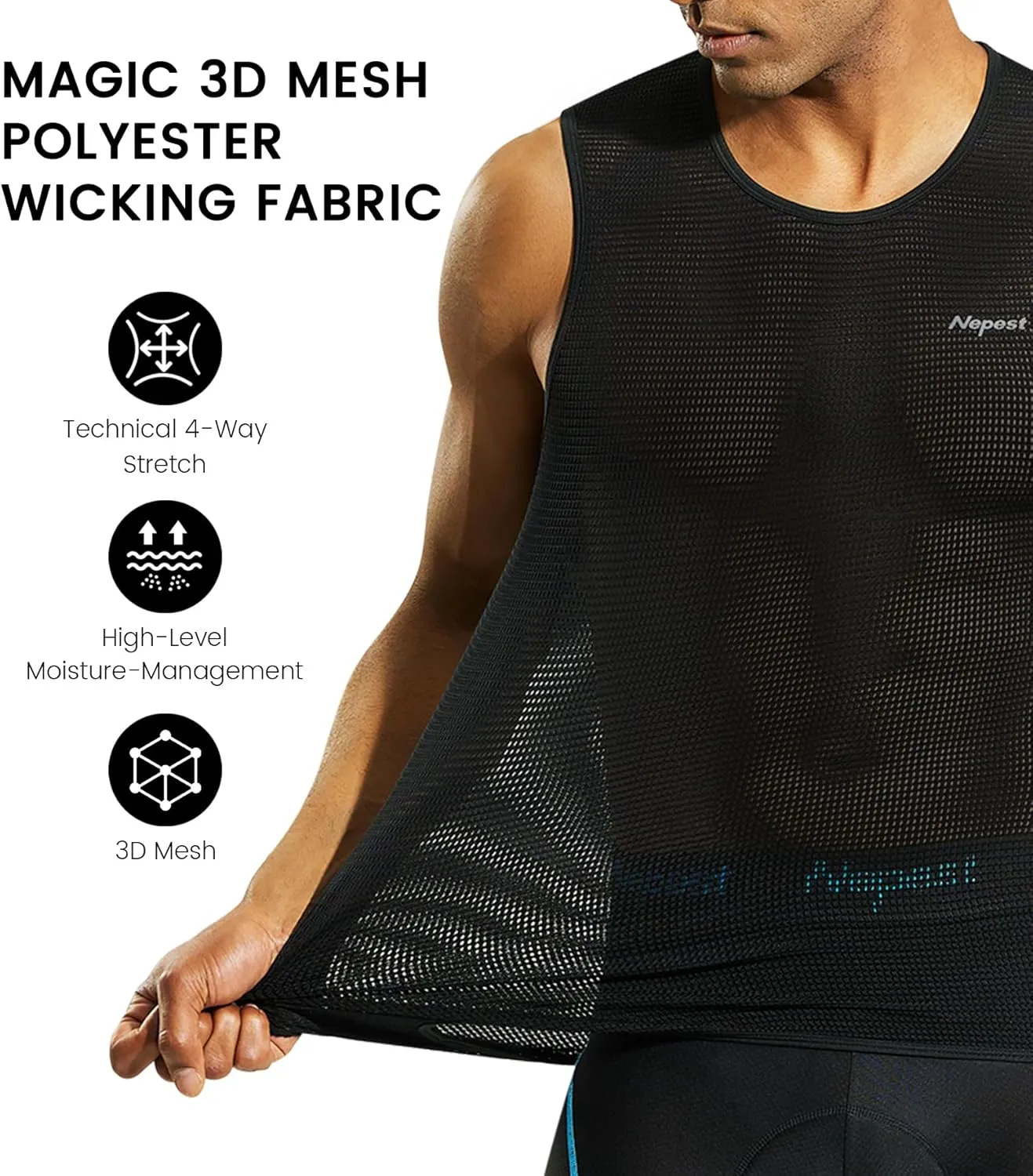 Mens Vests/Short Sleeve Biking Base Layer Mesh Sleeveless Cycling Baselayer Bicycle Ultralight Undershirts