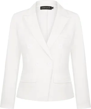 MINTLIMIT Blazers for Women Business Casual Long Sleeve Cropped Blazer Peak Lapel Double Breasted Suit Jacket with Pockets