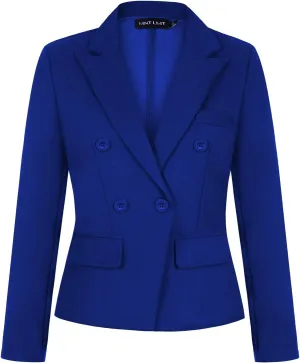 MINTLIMIT Blazers for Women Business Casual Long Sleeve Cropped Blazer Peak Lapel Double Breasted Suit Jacket with Pockets