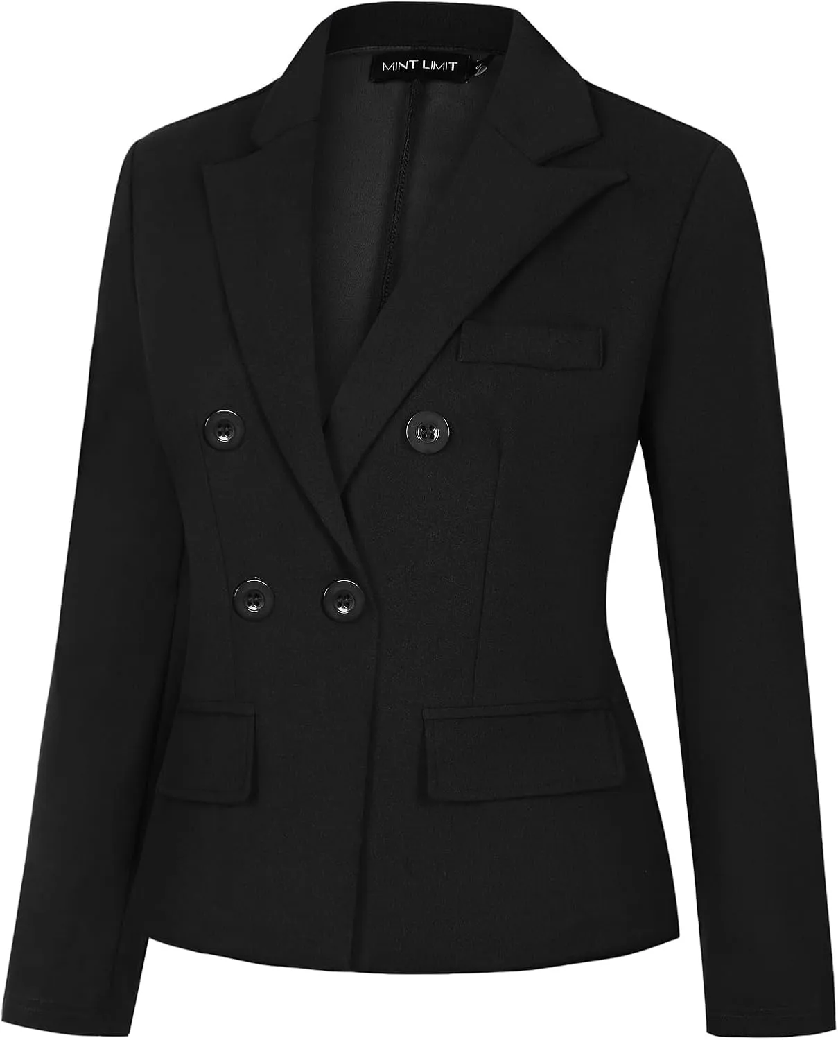 MINTLIMIT Blazers for Women Business Casual Long Sleeve Cropped Blazer Peak Lapel Double Breasted Suit Jacket with Pockets