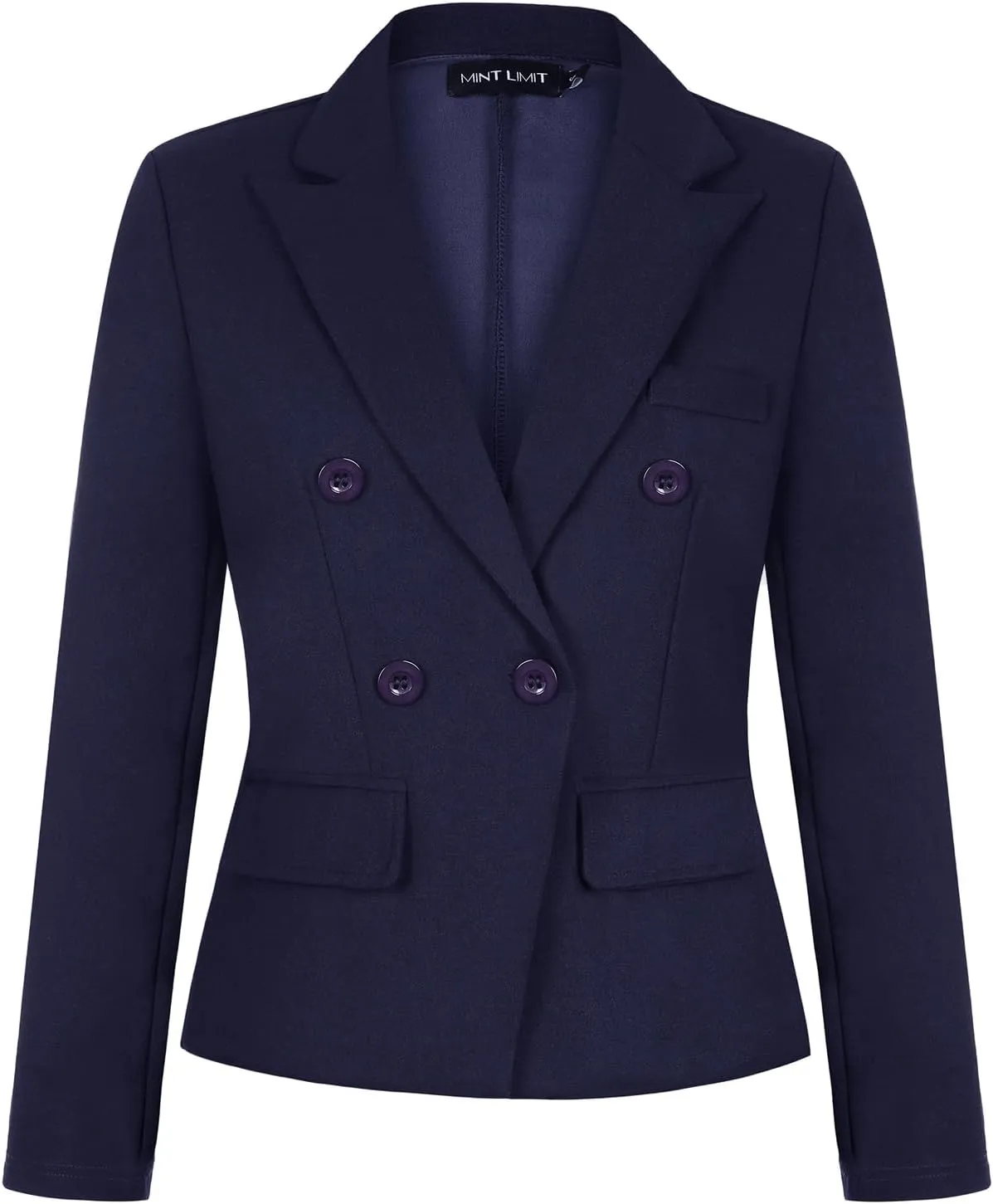MINTLIMIT Blazers for Women Business Casual Long Sleeve Cropped Blazer Peak Lapel Double Breasted Suit Jacket with Pockets