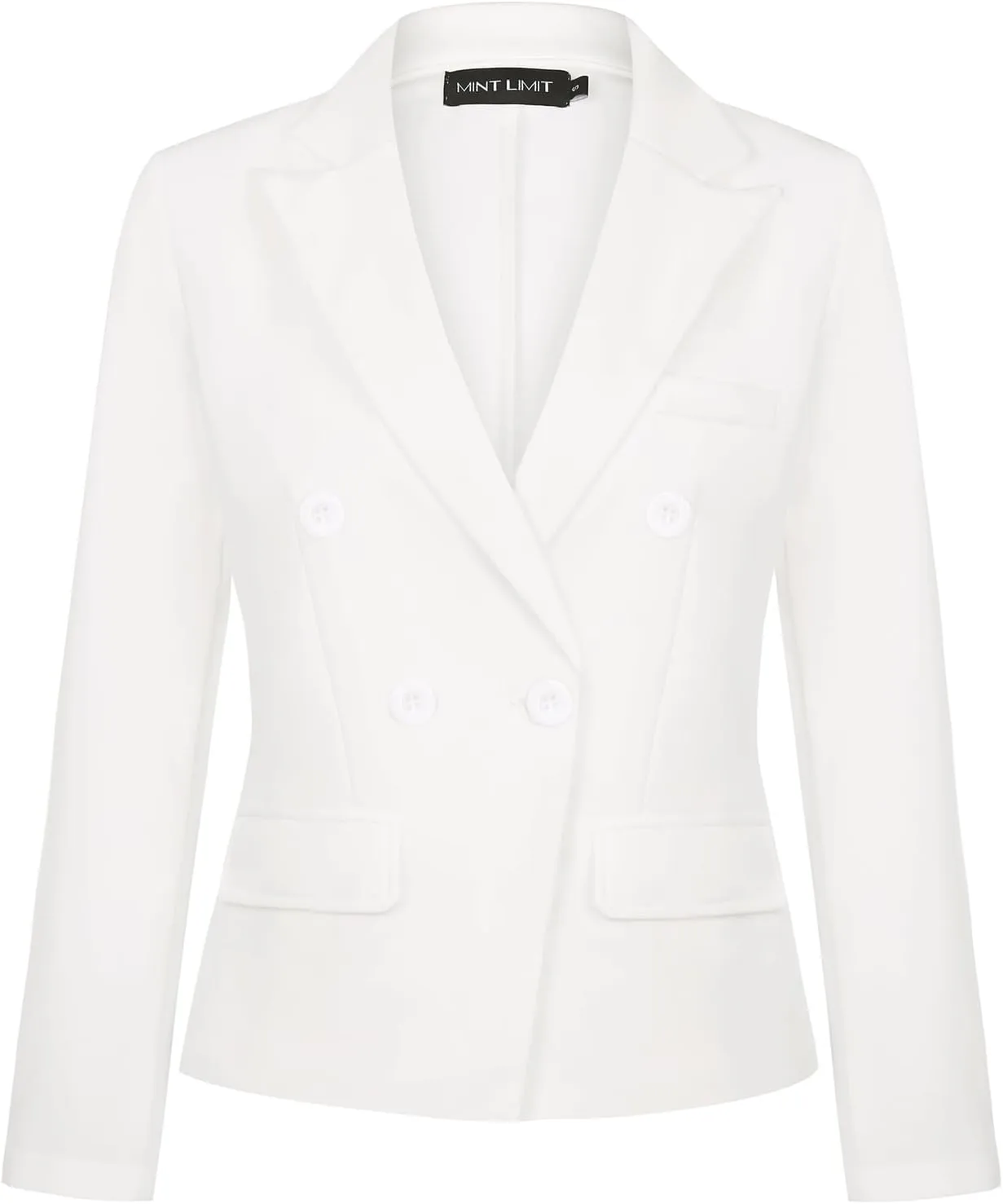 MINTLIMIT Blazers for Women Business Casual Long Sleeve Cropped Blazer Peak Lapel Double Breasted Suit Jacket with Pockets