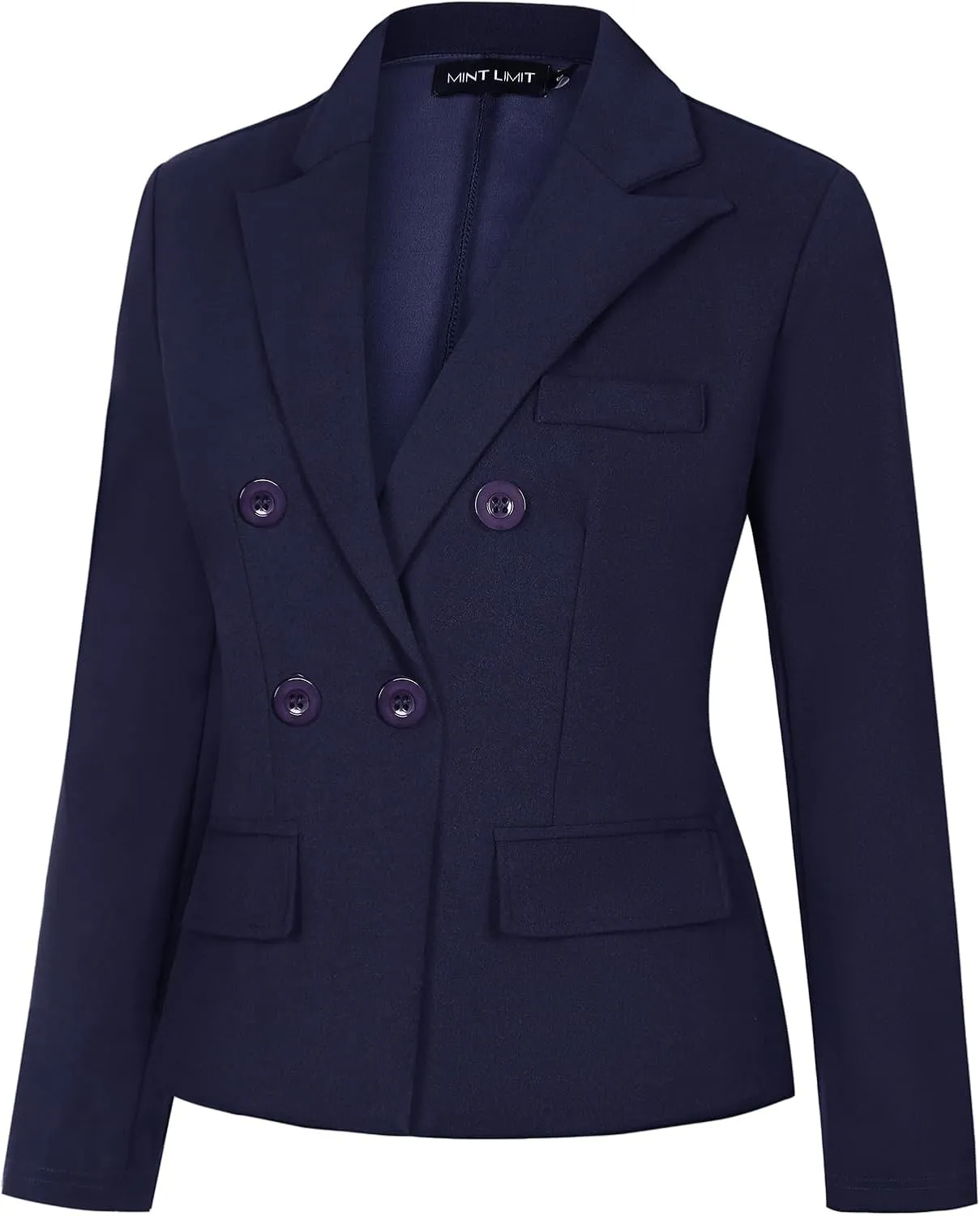MINTLIMIT Blazers for Women Business Casual Long Sleeve Cropped Blazer Peak Lapel Double Breasted Suit Jacket with Pockets