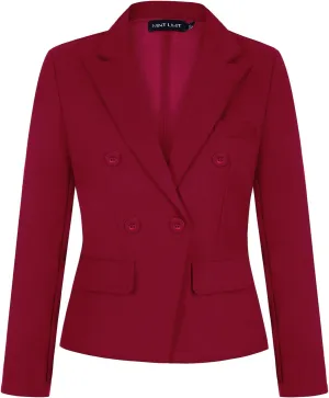 MINTLIMIT Blazers for Women Business Casual Long Sleeve Cropped Blazer Peak Lapel Double Breasted Suit Jacket with Pockets