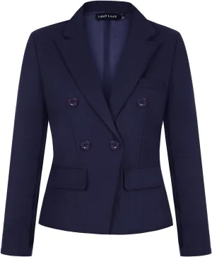 MINTLIMIT Blazers for Women Business Casual Long Sleeve Cropped Blazer Peak Lapel Double Breasted Suit Jacket with Pockets