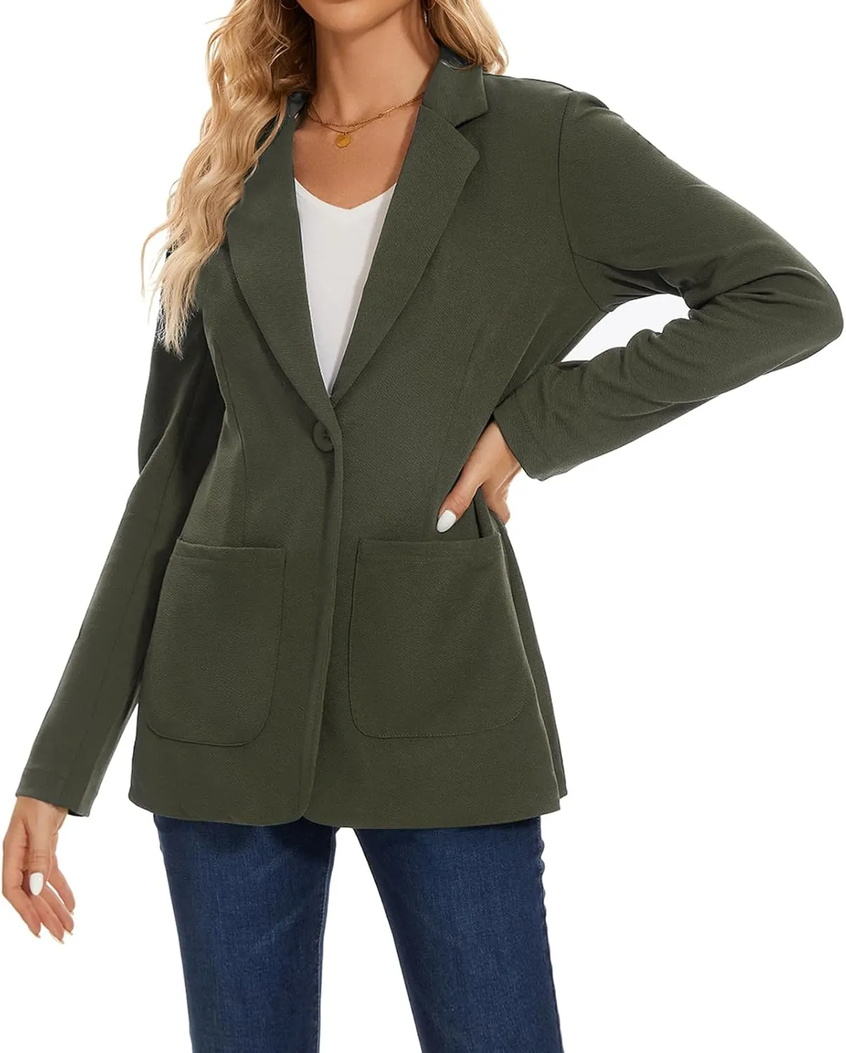 MINTLIMIT Blazers for Women Casual Long Sleeve Open Front Cardigan Button Work Office Blazers Jackets with Pockets