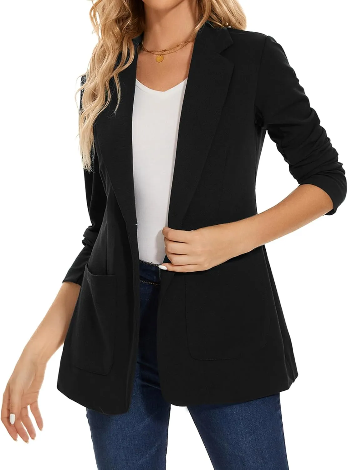 MINTLIMIT Blazers for Women Casual Long Sleeve Open Front Cardigan Button Work Office Blazers Jackets with Pockets