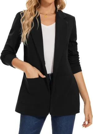 MINTLIMIT Blazers for Women Casual Long Sleeve Open Front Cardigan Button Work Office Blazers Jackets with Pockets