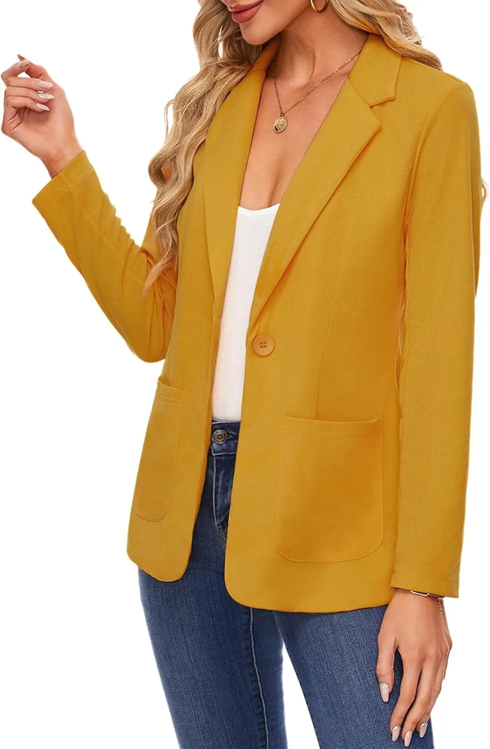 MINTLIMIT Blazers for Women Casual Long Sleeve Open Front Cardigan Button Work Office Blazers Jackets with Pockets
