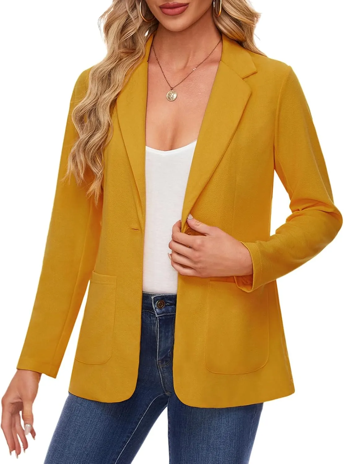 MINTLIMIT Blazers for Women Casual Long Sleeve Open Front Cardigan Button Work Office Blazers Jackets with Pockets