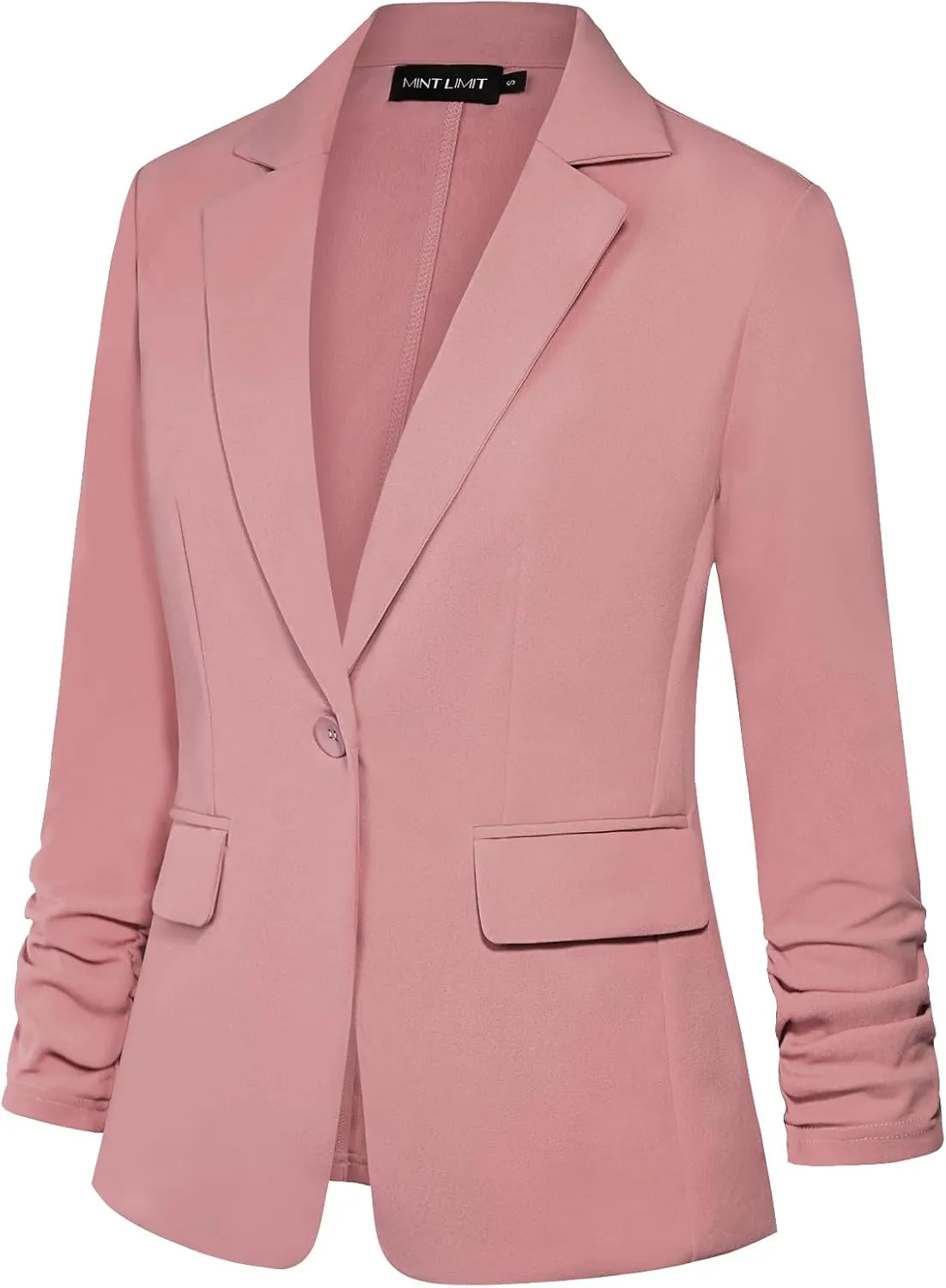MINTLIMIT Women's 3/4 Sleeve Blazers One Button Work Office Blazer with Pockets