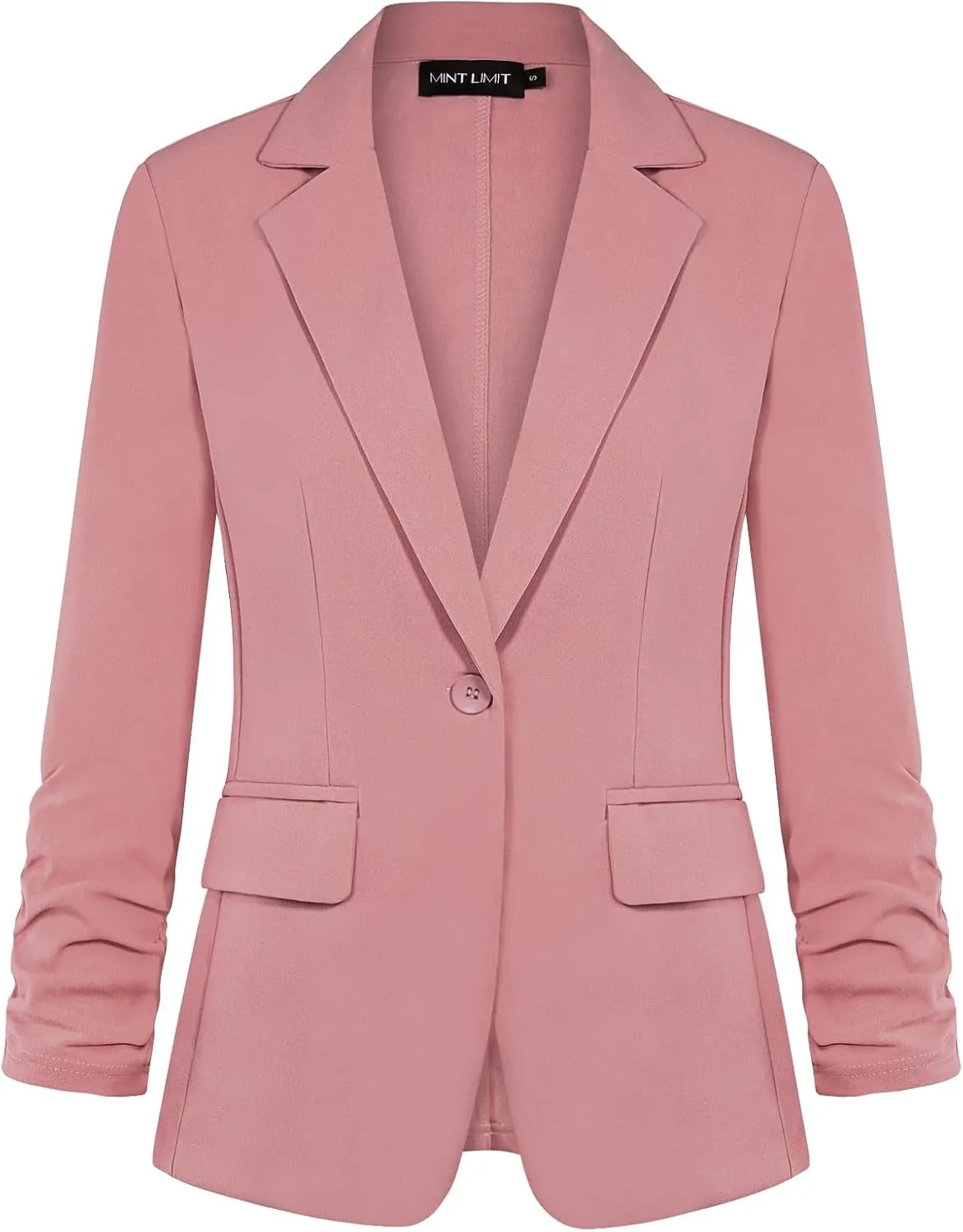 MINTLIMIT Women's 3/4 Sleeve Blazers One Button Work Office Blazer with Pockets
