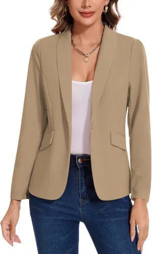 MINTLIMIT Women's Long Sleeve Work Casual Blazer Shawl Lapel Button Open Front Blazers Business Suit Jackets with Pockets