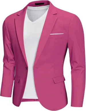 MrSure Mens Linen Blazer, Lightweight Casual Sport Coats, Solid Slim Fit Suit Jacket for Daily
