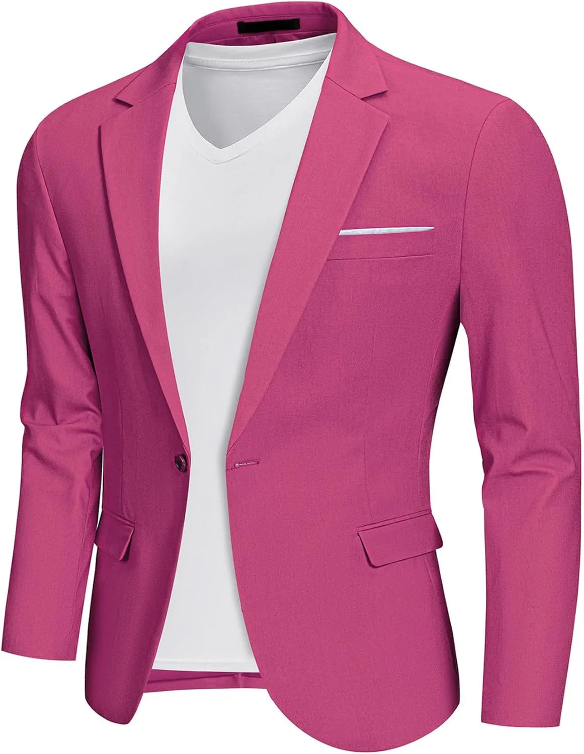 MrSure Mens Linen Blazer, Lightweight Casual Sport Coats, Solid Slim Fit Suit Jacket for Daily