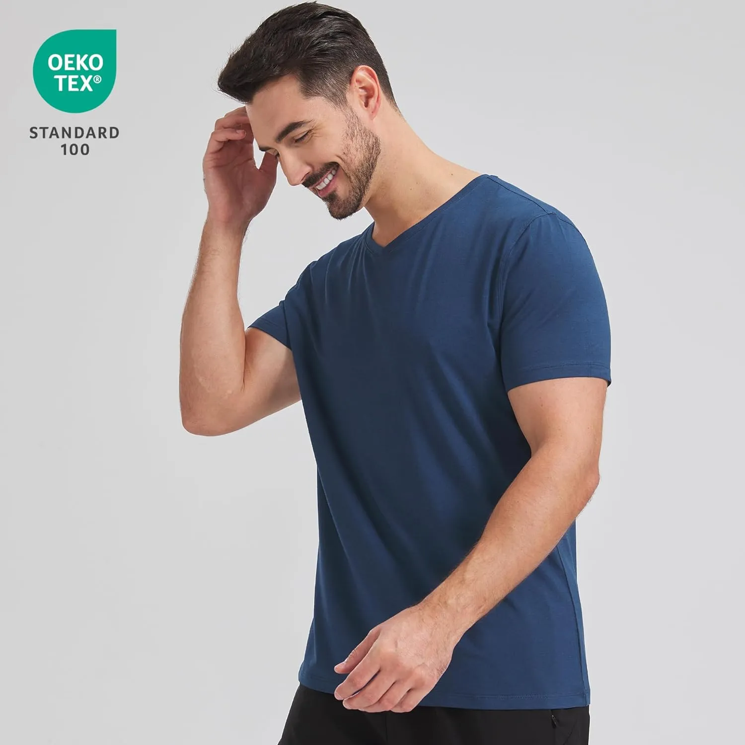 netdraw Men's Ultra Soft V-Neck Bamboo Viscose T-Shirt Comfy Lightweight Casual Basic Undershirts Pajama Tops