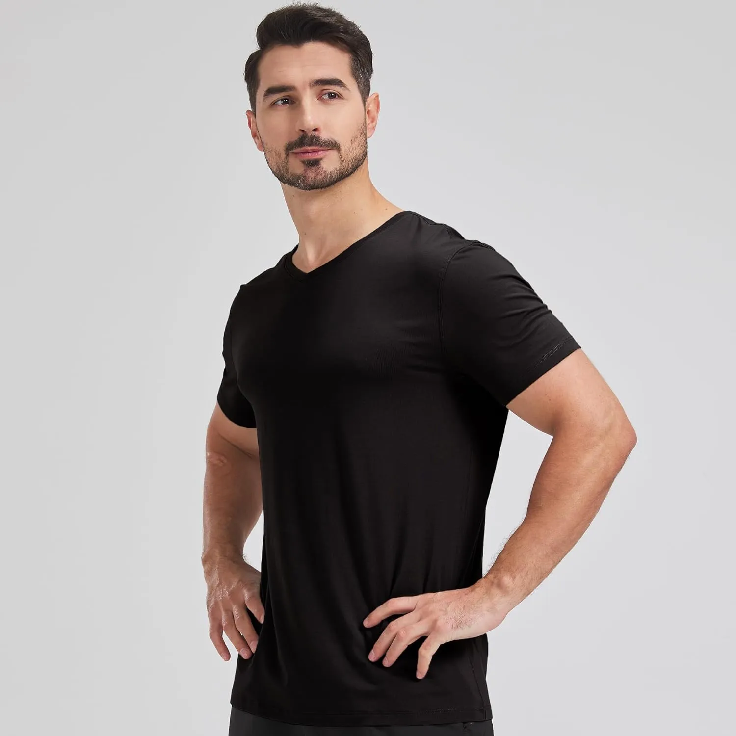 netdraw Men's Ultra Soft V-Neck Bamboo Viscose T-Shirt Comfy Lightweight Casual Basic Undershirts Pajama Tops