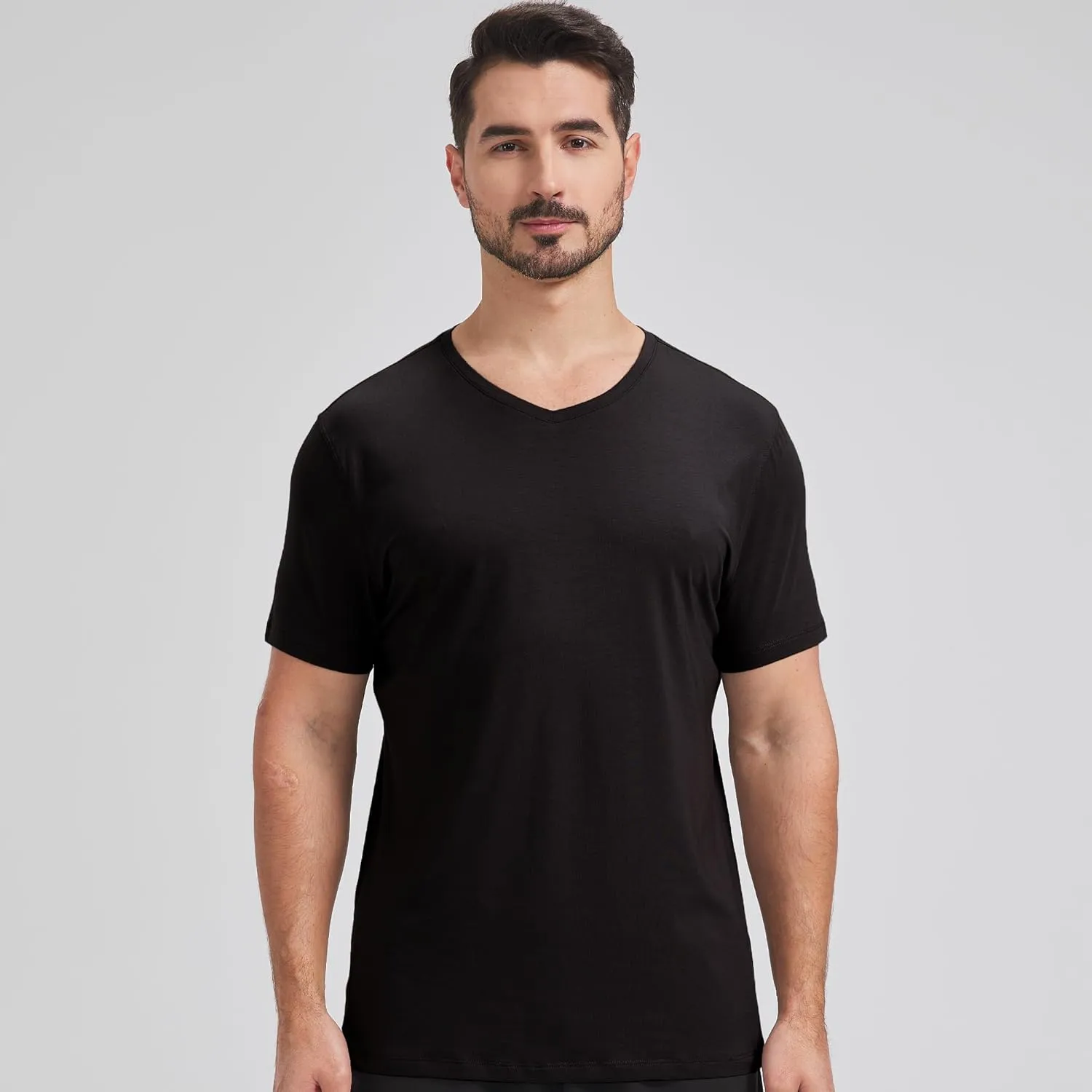 netdraw Men's Ultra Soft V-Neck Bamboo Viscose T-Shirt Comfy Lightweight Casual Basic Undershirts Pajama Tops