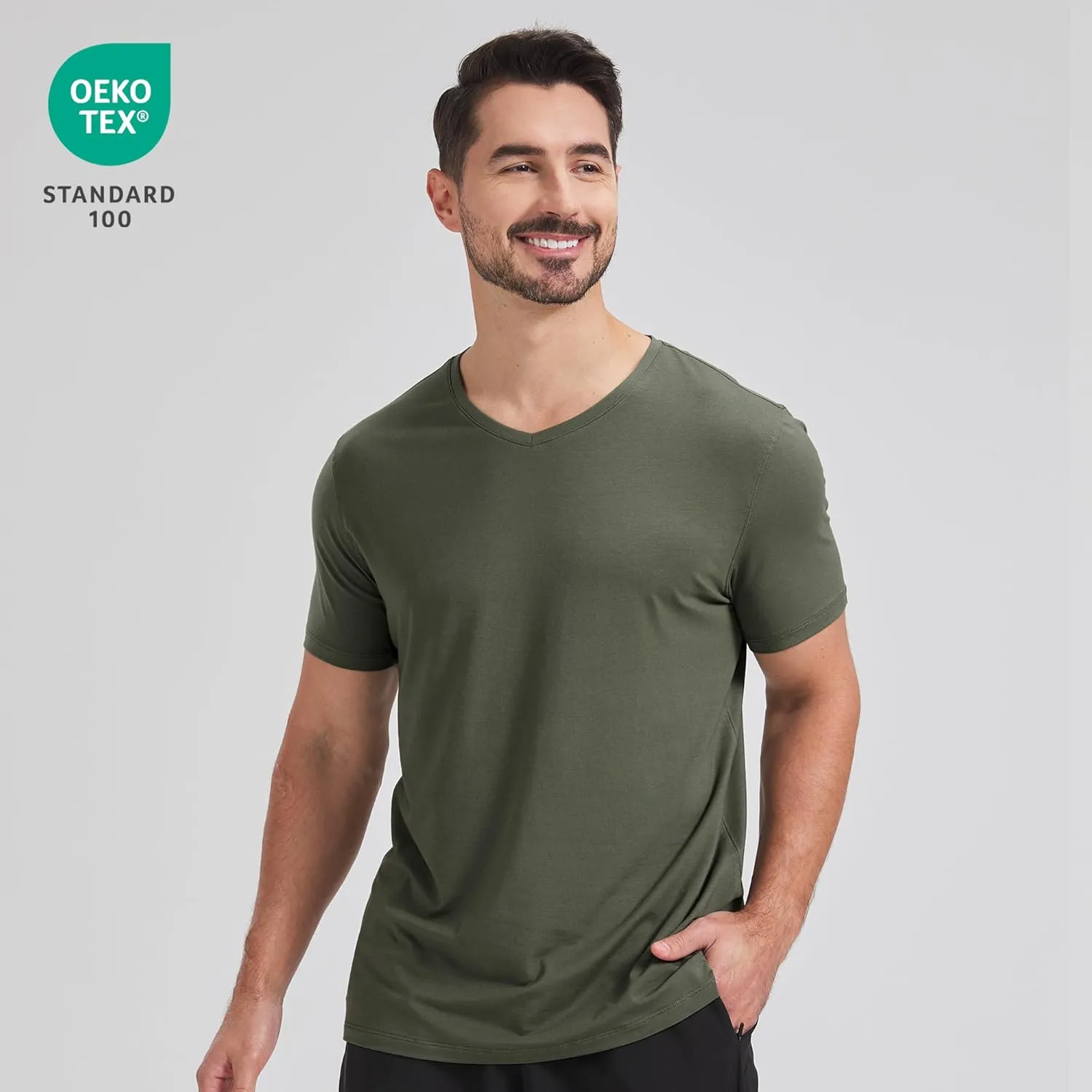 netdraw Men's Ultra Soft V-Neck Bamboo Viscose T-Shirt Comfy Lightweight Casual Basic Undershirts Pajama Tops