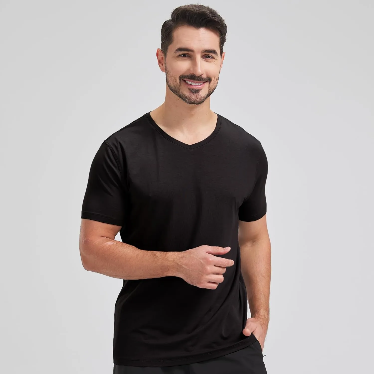 netdraw Men's Ultra Soft V-Neck Bamboo Viscose T-Shirt Comfy Lightweight Casual Basic Undershirts Pajama Tops