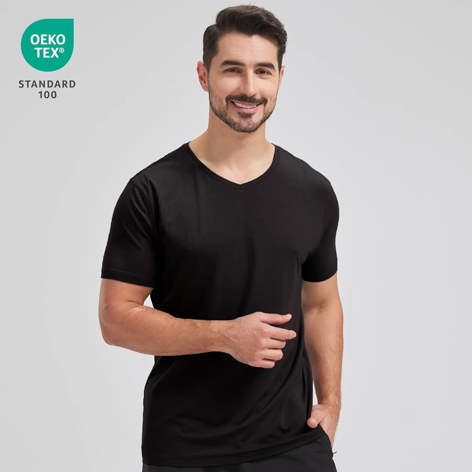 netdraw Men's Ultra Soft V-Neck Bamboo Viscose T-Shirt Comfy Lightweight Casual Basic Undershirts Pajama Tops